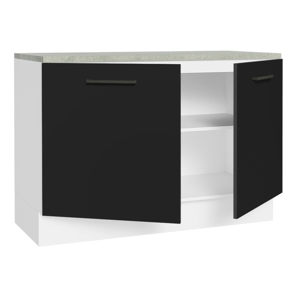 Balcão Cozinha 2 Portas (Com Tampo) Branco/Preto Agata Madesa