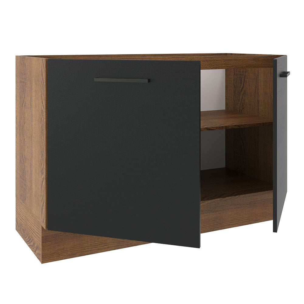 Balcão Gabinete de Pia Madesa Agata 2 Portas (Sem Tampo e Pia) Rustic/Preto