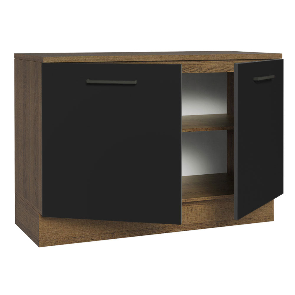 Balcão Cozinha 2 Portas (Com Tampo) Rustic/Preto Agata Madesa