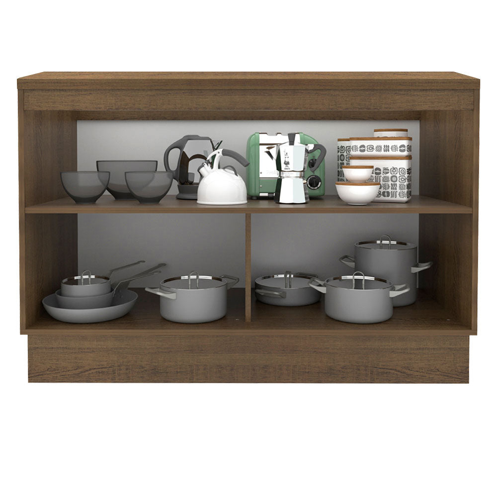 Balcão Madesa Glamy 120 cm 2 Portas (Com Tampo) Rustic/Preto