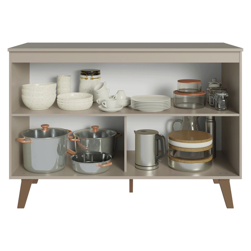 Balcão de Cozinha 120 cm 2 Portas Com Pés Crema Nice Madesa