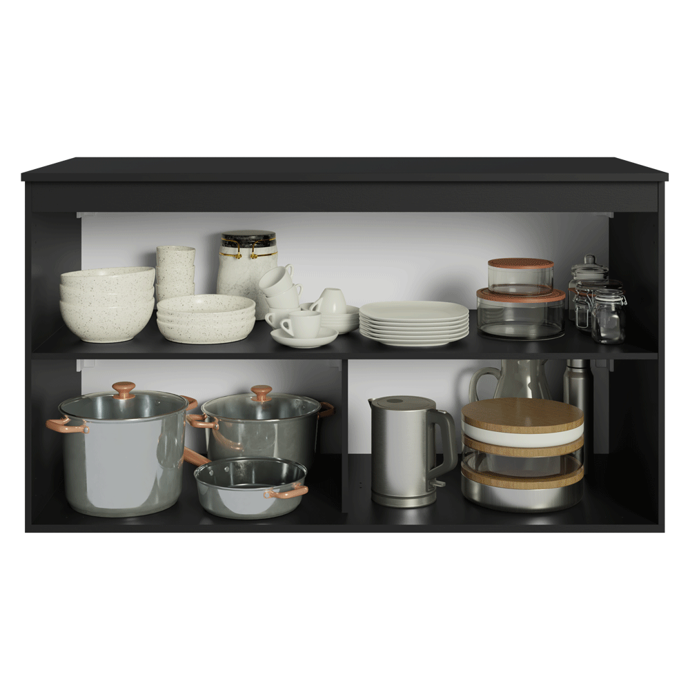 Balcão de Cozinha 120 cm 2 Portas Suspenso Preto Nice Madesa