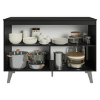 Balcão de Cozinha 120 cm 2 Portas Com Pés Preto Nice Madesa