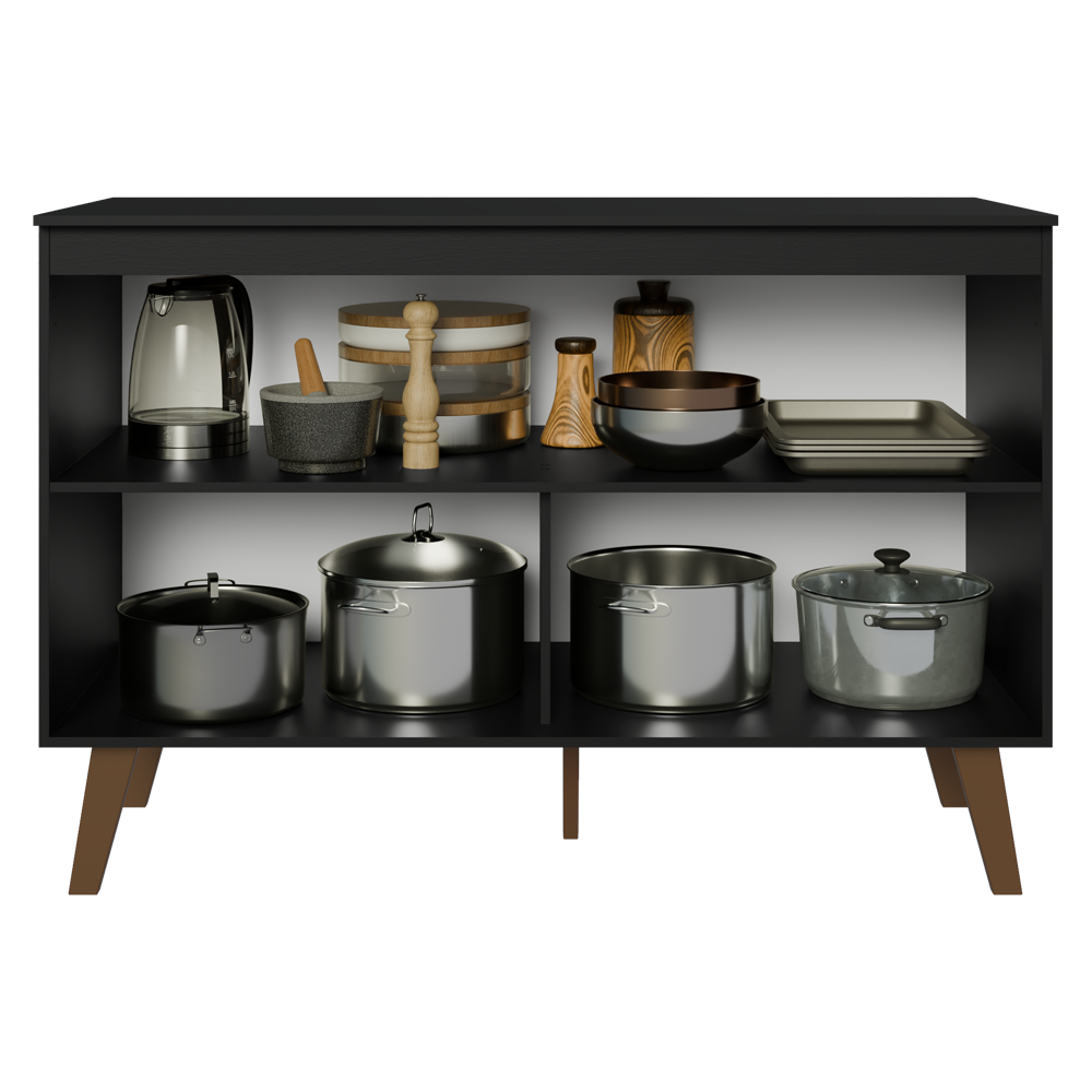 Balcão de Cozinha com 2 Portas 120 cm Preto Pieta Madesa