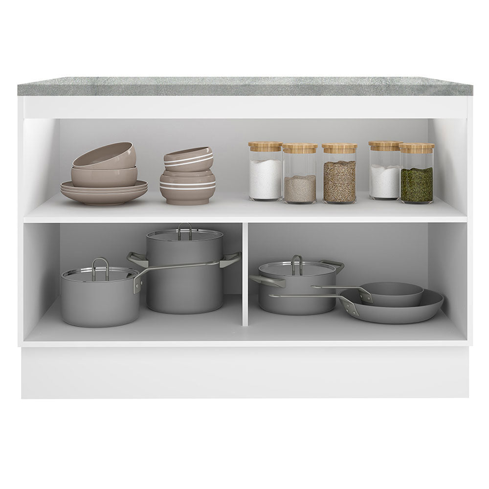 Balcão Madesa Glamy 120 cm 2 Portas (Com Tampo) Branco/Rustic