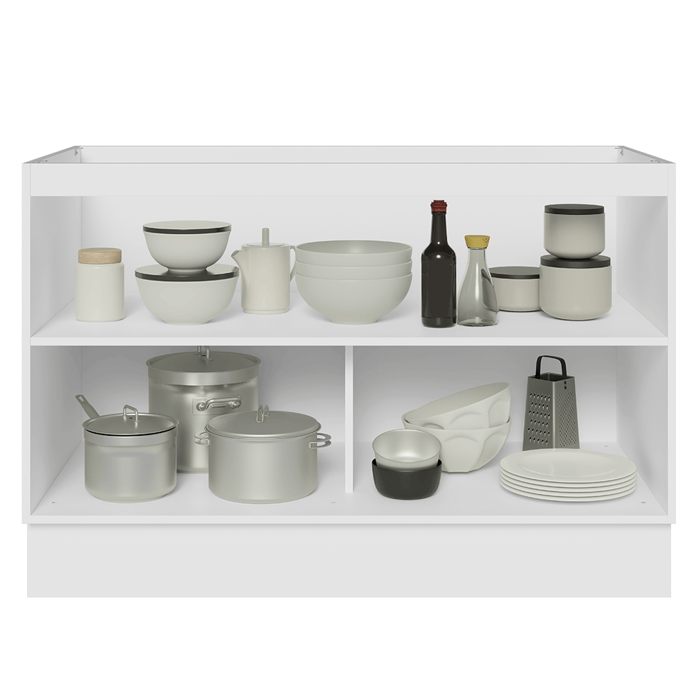 Balcão Gabinete de Pia 120 cm 2 Portas (Sem Tampo) Branco/Cinza Lux Madesa