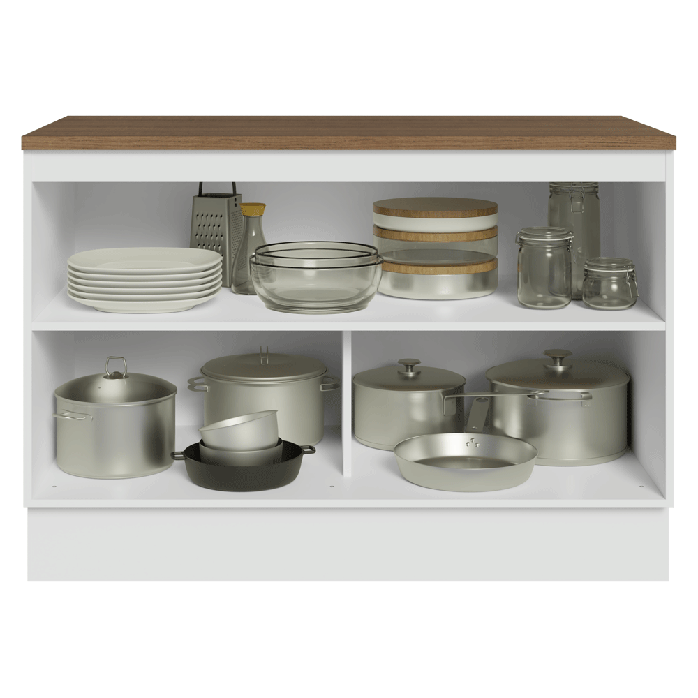 Balcão de Cozinha 120 cm 2 Portas Branco Tampo Rustic Agata Madesa