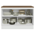 Balcão de Cozinha 120 cm 2 Portas Branco Tampo Rustic Agata Madesa