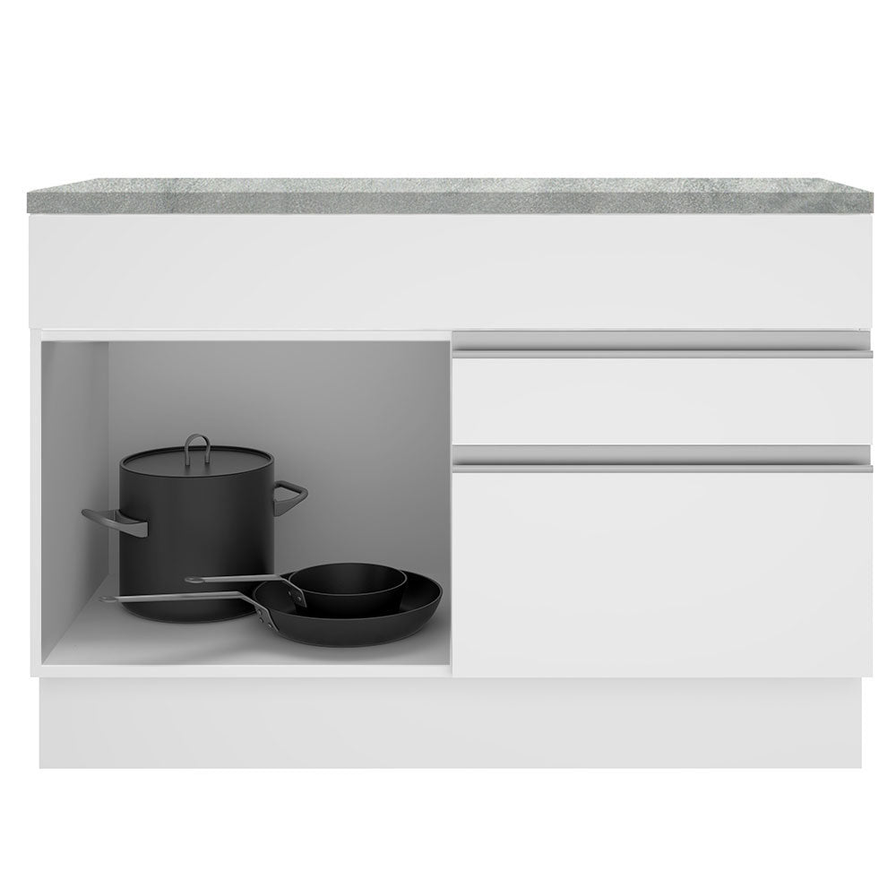 Balcão Madesa Glamy 120 cm 1 Porta e 2 Gavetas (Com Tampo) Branco