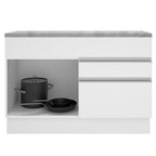Balcão Madesa Glamy 120 cm 1 Porta e 2 Gavetas (Com Tampo) Branco