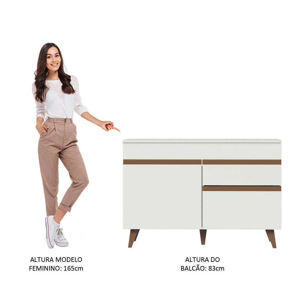 Balcão Gabinete de Pia Madesa Reims 2 Portas e 1 Gaveta Branco