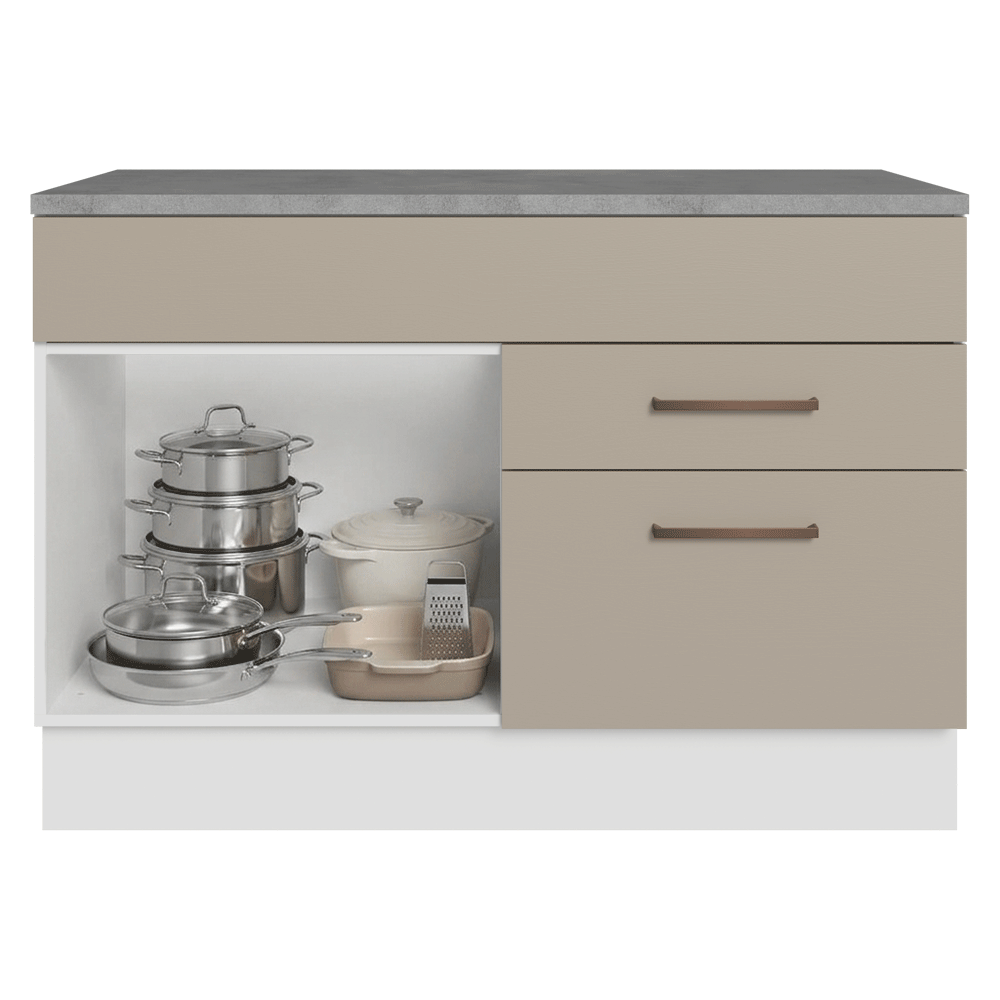 Balcão Cozinha 1 Porta e 2 Gavetas (Com Tampo) Branco/Crema Agata Madesa
