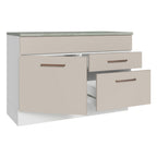Balcão Cozinha 1 Porta e 2 Gavetas (Com Tampo) Branco/Crema Agata Madesa
