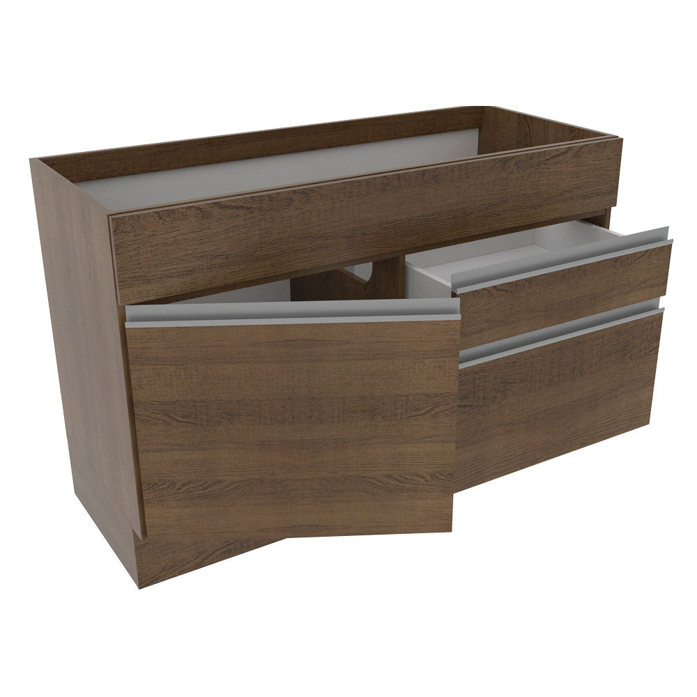 Balcão Gabinete de Pia Madesa Glamy 120 cm 1 Porta 2 Gavetas (Sem Tampo e Pia) Rustic