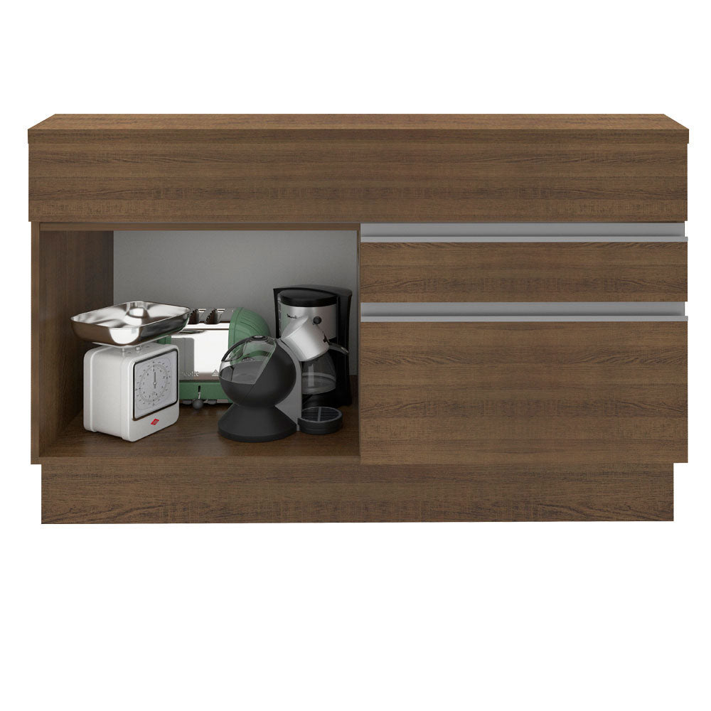Balcão Madesa Glamy 120 cm 1 Porta e 2 Gavetas (Com Tampo) Rustic