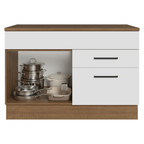 Balcão Cozinha 1 Porta e 2 Gavetas (Com Tampo) Rustic/Branco Agata Madesa