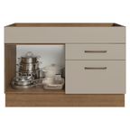 Balcão Gabinete de Pia 1 Porta e 2 Gavetas Rustic/Crema Agata Madesa