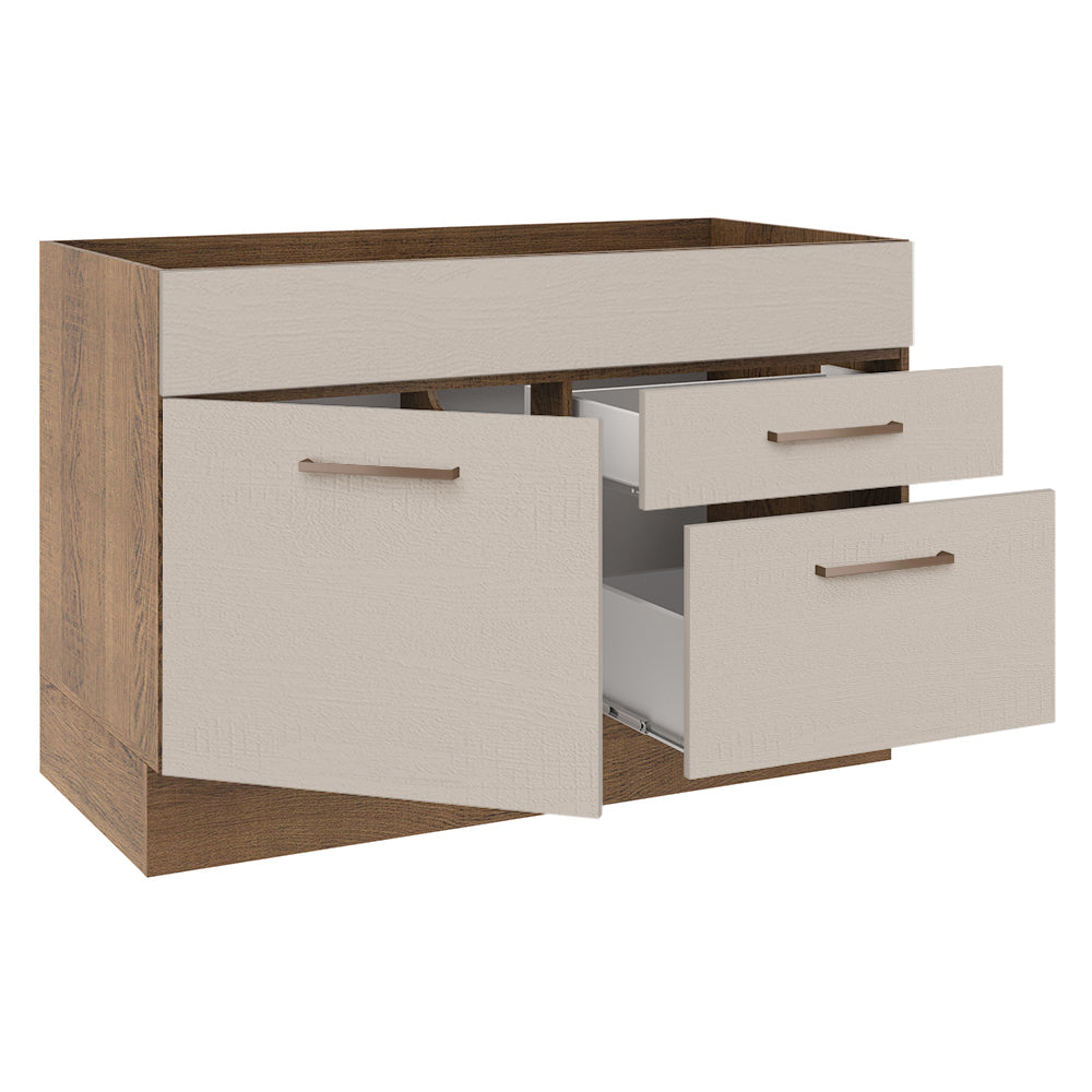 Balcão Gabinete de Pia 1 Porta e 2 Gavetas Rustic/Crema Agata Madesa
