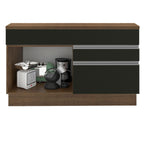 Balcão Madesa Glamy 120 cm 1 Porta e 2 Gavetas (Com Tampo) Rustic/Preto
