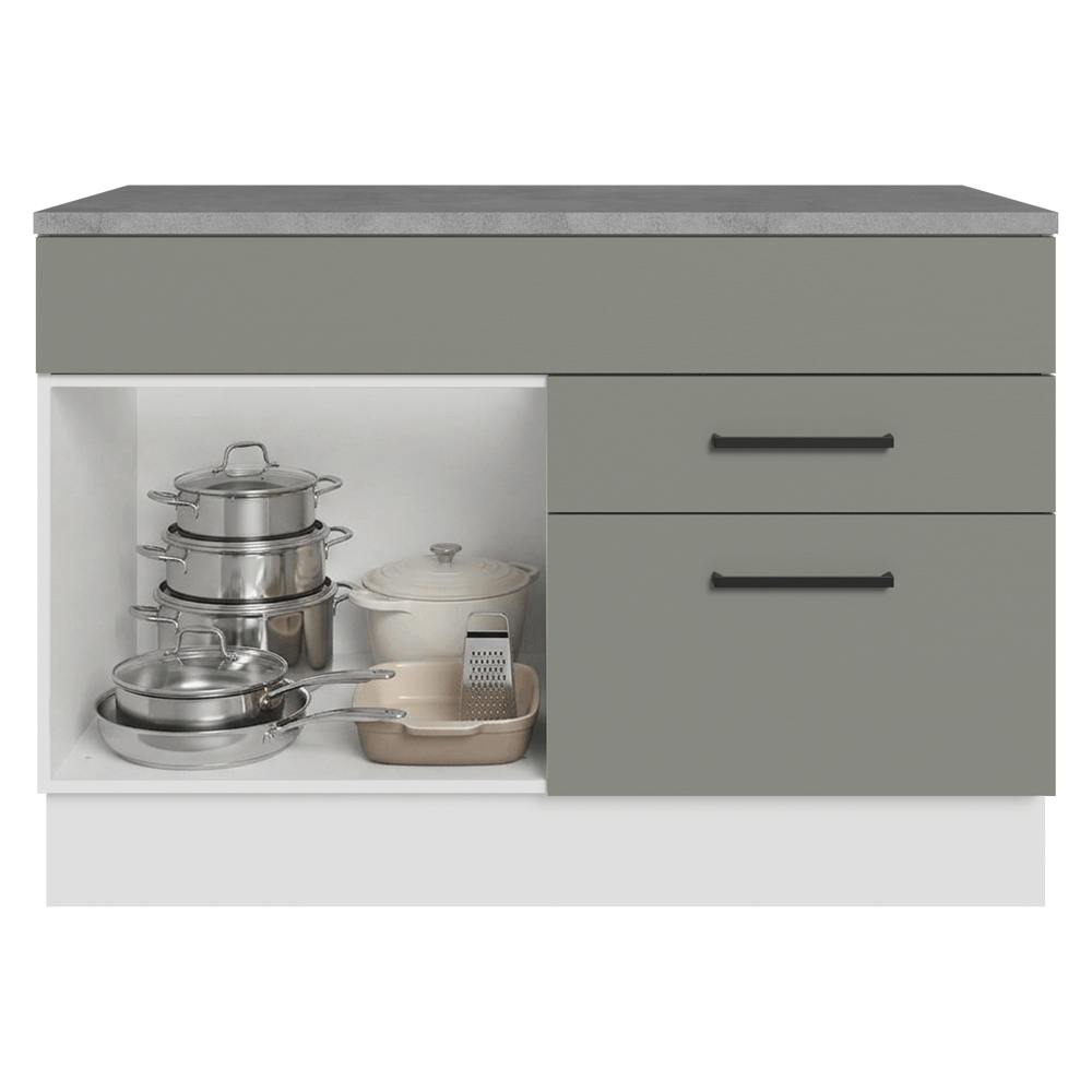Balcão Cozinha 1 Porta e 2 Gavetas (Com Tampo) Branco/Cinza Agata Madesa