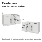 Balcão de Pia Madesa Agata 2 Portas e 3 Gavetas Branco