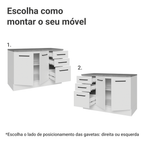 Balcão Cozinha 2 Portas e 3 Gavetas (Com Tampo) Branco Agata Madesa