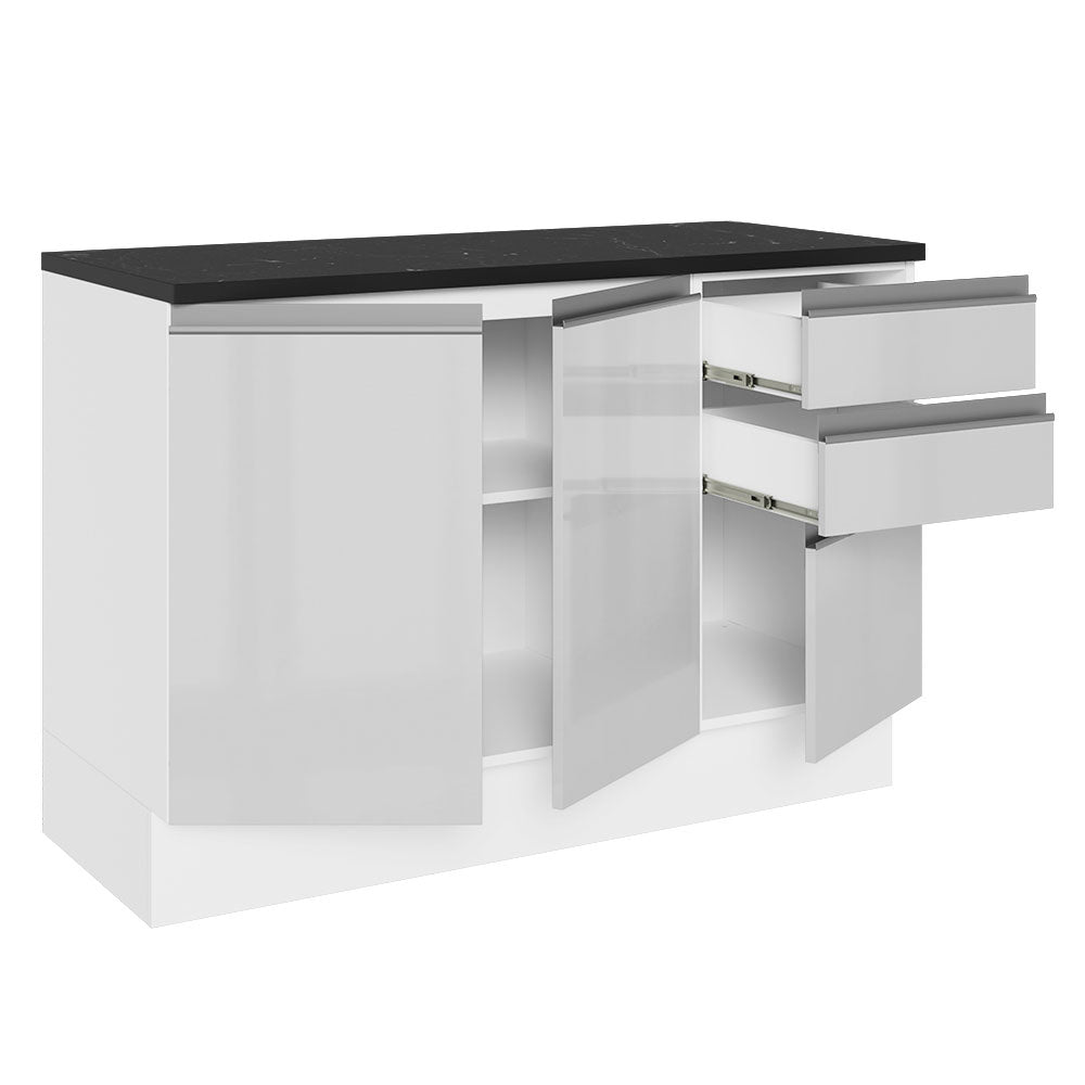 Balcão Cozinha 100% MDF 120 cm 3 Portas e 2 Gavetas Branco Acordes Madesa