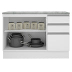 Balcão Madesa Glamy 120 cm 2 Portas e 3 Gavetas (Com Tampo) Branco