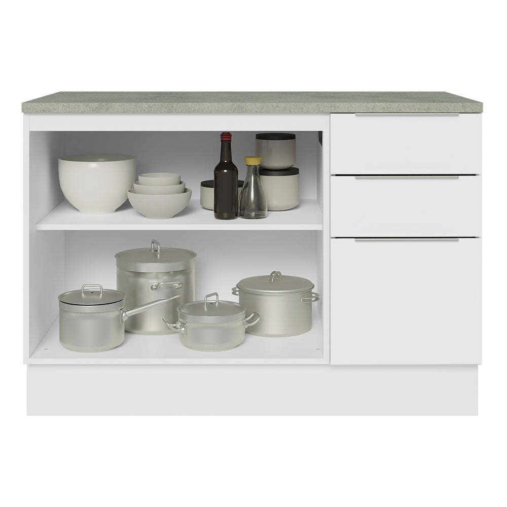 Balcão Cozinha 2 Portas e 3 Gavetas (Com Tampo) Branco Stella Madesa