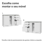Balcão Cozinha 2 Portas e 3 Gavetas (Com Tampo) Branco Stella Madesa