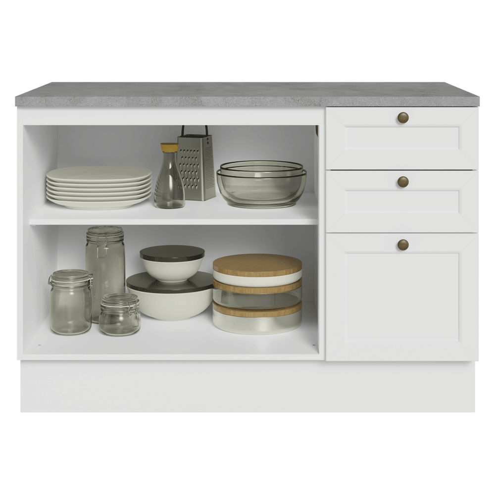 Balcão de Cozinha 120 cm 2 Portas 3 Gavetas Branco Vik Madesa