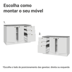 Balcão de Cozinha 120 cm 2 Portas 3 Gavetas Branco Vik Madesa