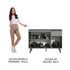 Balcão 3 Portas 1 Gaveta Com Pés Cinza Nice Madesa