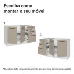 Balcão Gabinete de Pia 2 Portas e 3 Gavetas Branco/Crema Agata Madesa