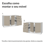 Balcão de Pia 120 cm 2 Portas 3 Gavetas (Sem Tampo) Branco/Crema Vik Madesa