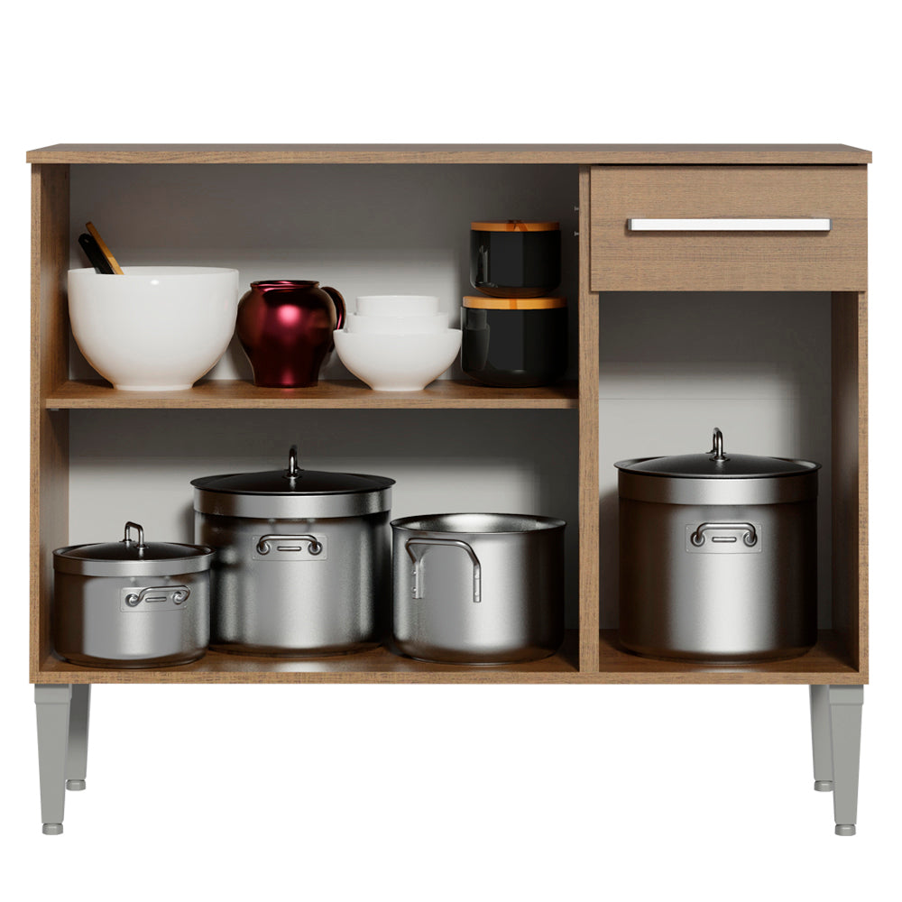 Balcão Gabinete Madesa Emilly 3 Portas e 1 Gaveta Rustic
