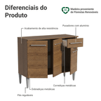 Balcão Gabinete Madesa Emilly 3 Portas e 1 Gaveta Rustic