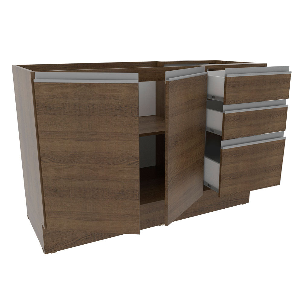 Balcão Gabinete de Pia Madesa Glamy 120 cm 2 Portas e 3 Gavetas (Sem Tampo e Pia) Rustic