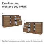 Balcão Madesa Glamy 120 cm 2 Portas e 3 Gavetas (Com Tampo) Rustic