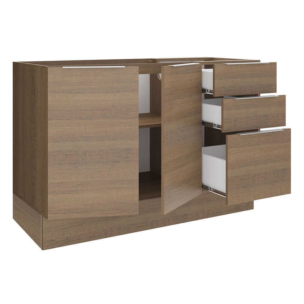 Balcão Gabinete de Pia Madesa Stella 2 Portas e 3 Gavetas (Sem Tampo e Pia) Rustic