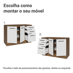 Balcão Cozinha 2 Portas e 3 Gavetas (Com Tampo) Rustic/Branco Agata Madesa