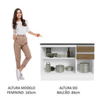 Balcão Cozinha 100% MDF 120 cm 3 Portas e 2 Gavetas Branco/Rustic Acordes Madesa