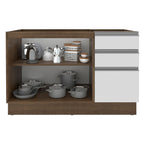 Balcão Gabinete de Pia Madesa Glamy 120 cm 2 Portas e 3 Gavetas (Sem Tampo e Pia) Rustic/Branco