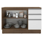 Balcão Madesa Glamy 120 cm 2 Portas e 3 Gavetas (Com Tampo) Rustic/Branco