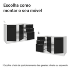 Balcão Gabinete de Pia Madesa Agata 2 Portas e 3 Gavetas (Sem Tampo e Pia) Branco/Preto