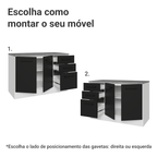 Balcão Cozinha 2 Portas e 3 Gavetas (Com Tampo) Branco/Preto Agata Madesa