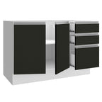 Balcão Gabinete de Pia Madesa Glamy 120 cm 2 Portas e 3 Gavetas (Sem Tampo e Pia) Branco/Preto