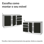 Balcão Madesa Glamy 120 cm 2 Portas e 3 Gavetas (Com Tampo) Branco/Preto
