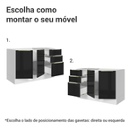 Balcão Gabinete de Pia 120 cm 2 Portas 3 Gavetas (Sem Tampo) Branco/Preto Lux Madesa