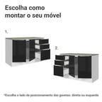 Balcão de Cozinha 120 cm 2 Portas 3 Gavetas Branco/Preto Lux Madesa